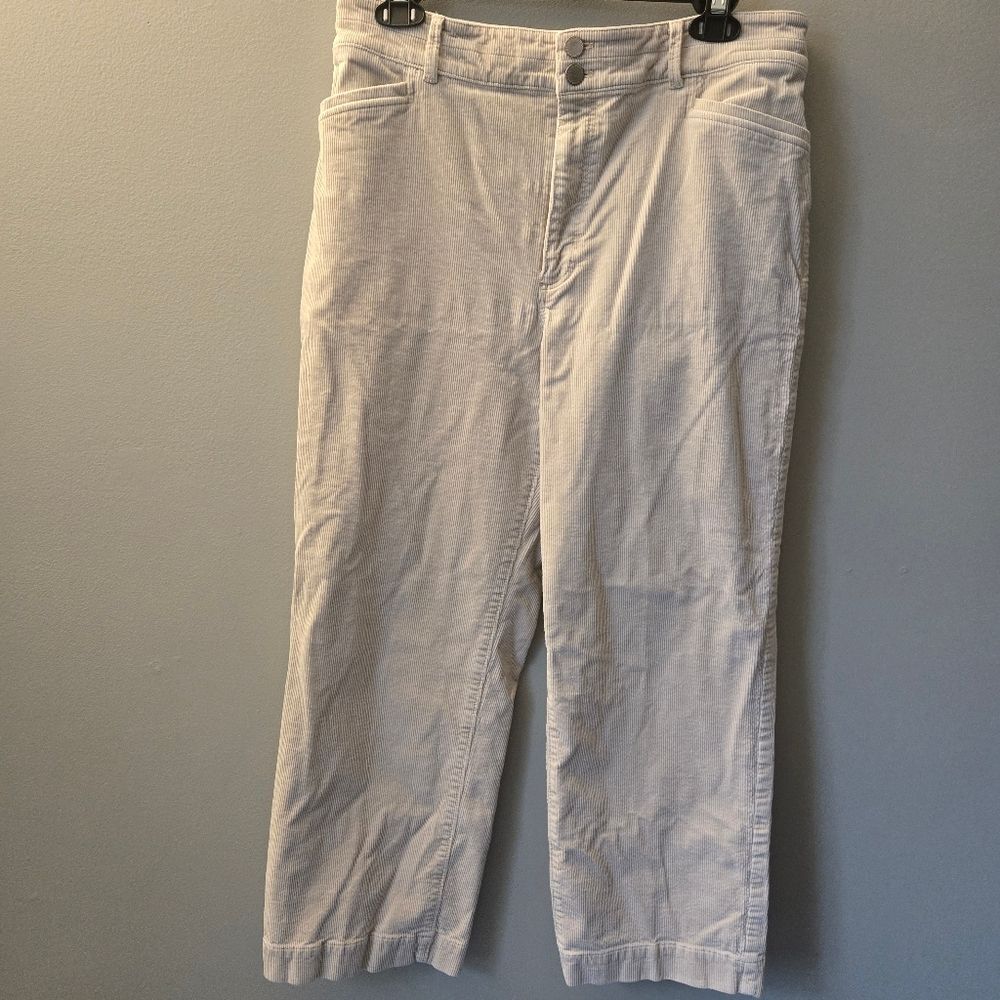 Ann Taylor Corduroy Wide Leg Pants Women's 12 Cream High Rise